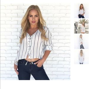 Dainty Hooligan White/Blue Striped Blouse